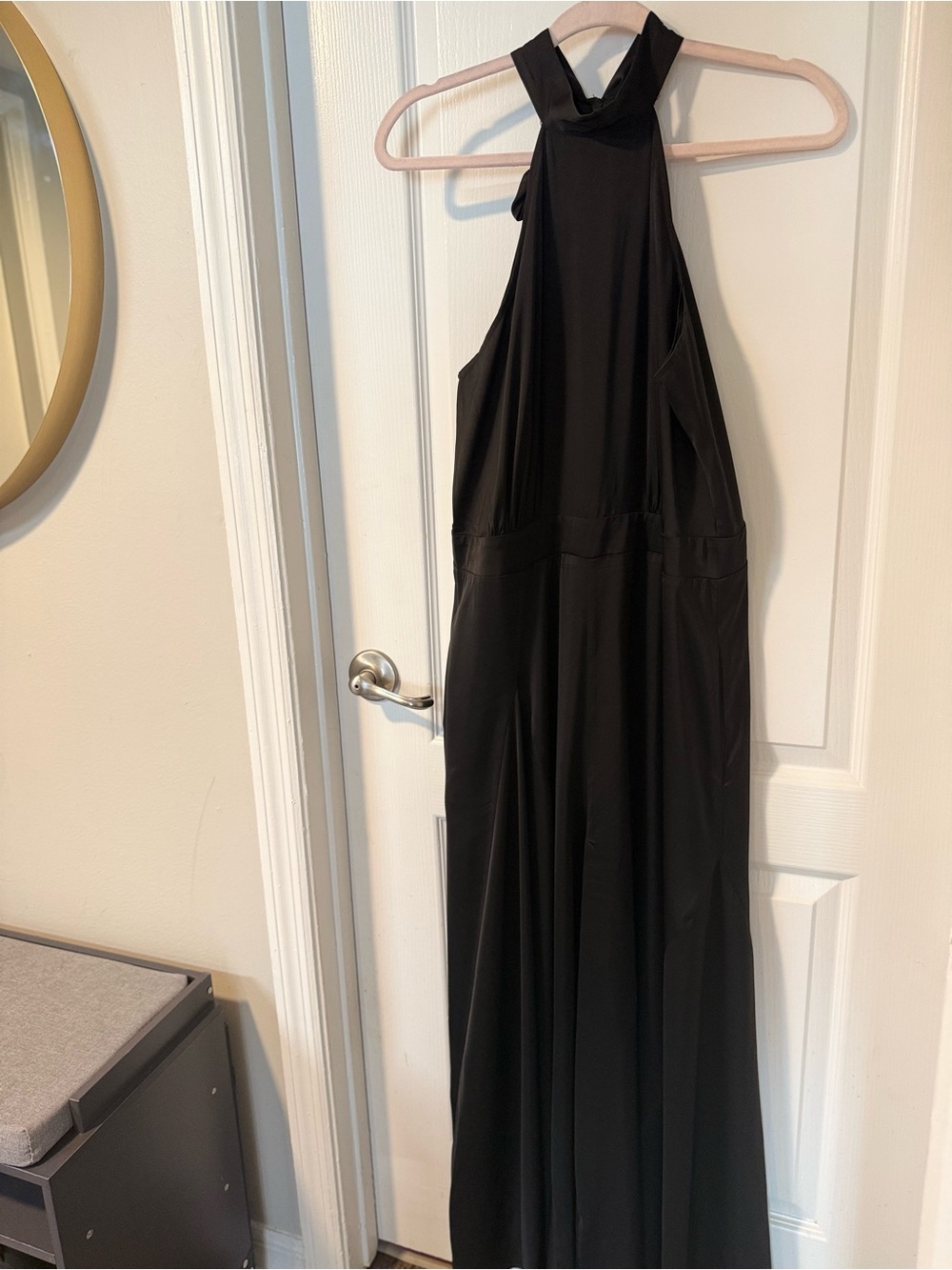 Black satin Halter Jumpsuit